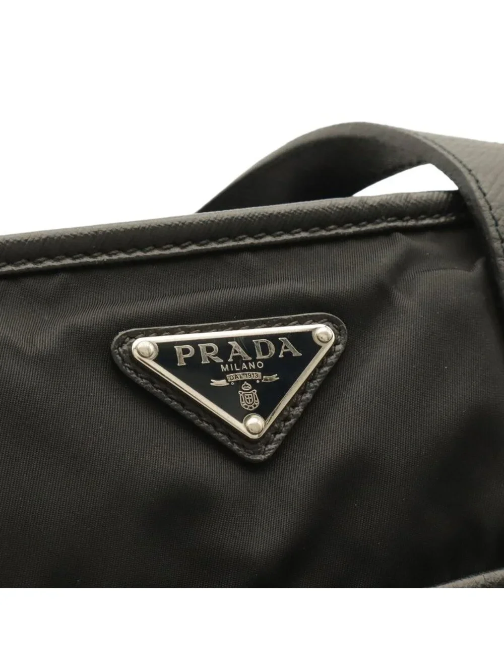 Prada Triangle Logo Tote Business 2-Way Shoulder Bag Crossbody Nylon Leather